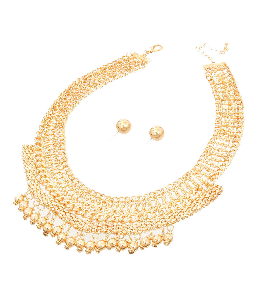 Gold Chainmaille Collar Necklace Set