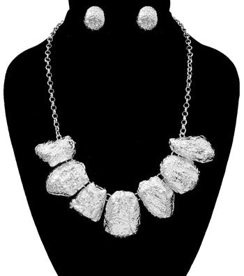 Textured Metal Necklace Set