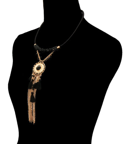 Cord Tassel Necklace Set