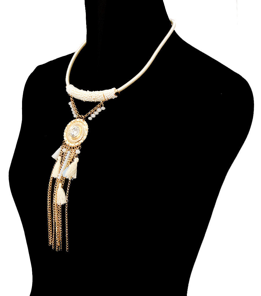 Cord Tassel Necklace Set