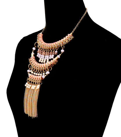 Beads and Chain Drop Necklace Set