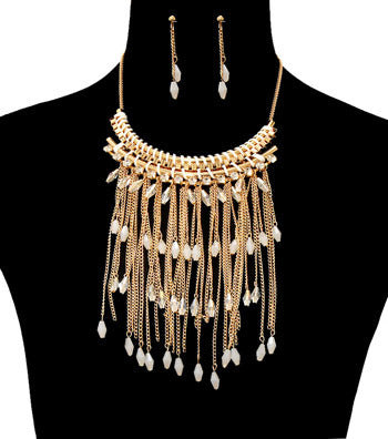 Beads and Chain Drop Necklace Set