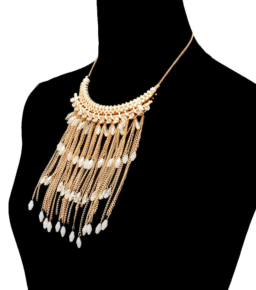 Beads and Chain Drop Necklace Set