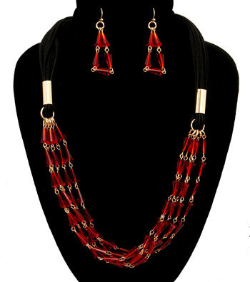 Beads Suede Necklace Set