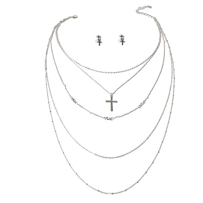 Cross Layered Necklace Set