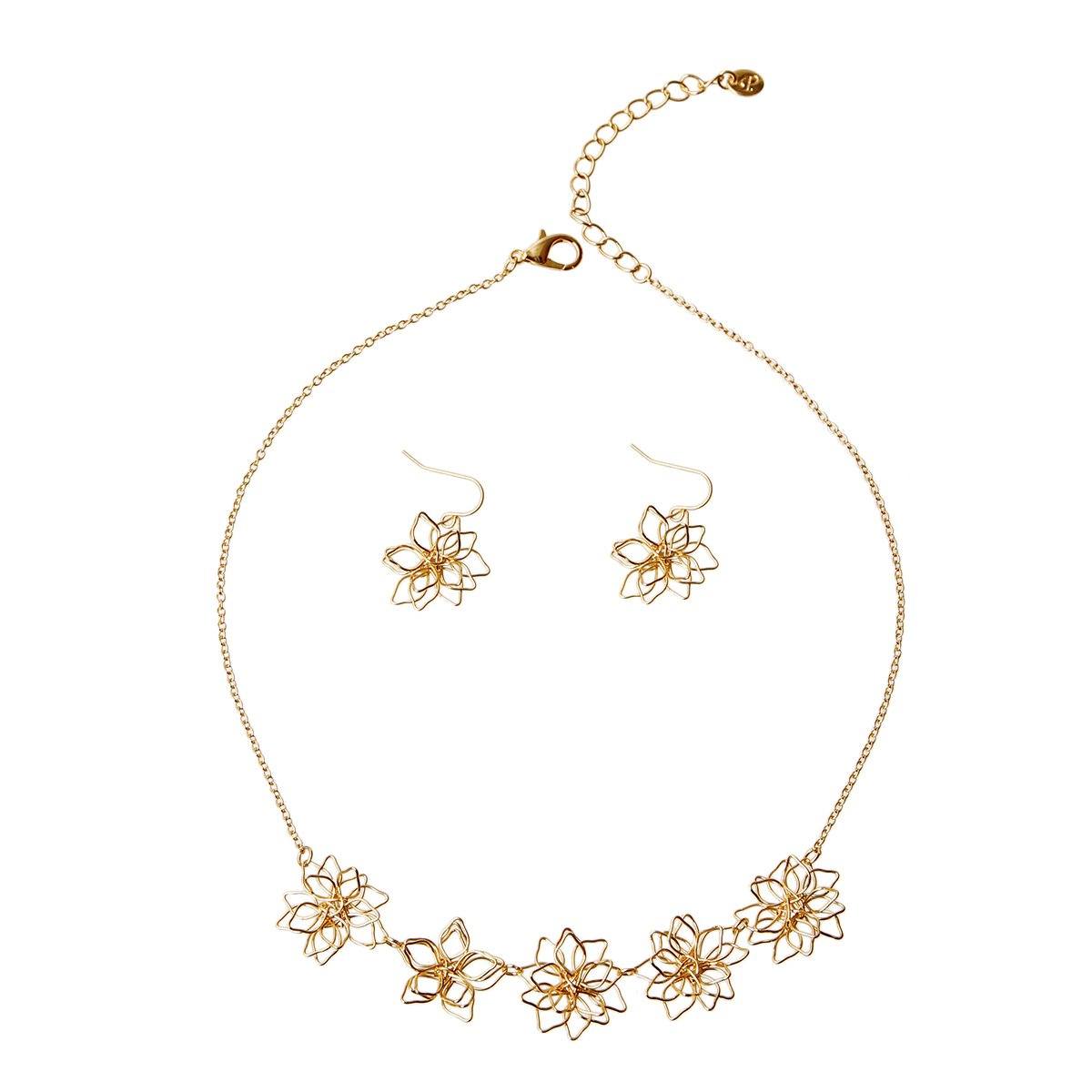 Gold Flower Necklace Set
