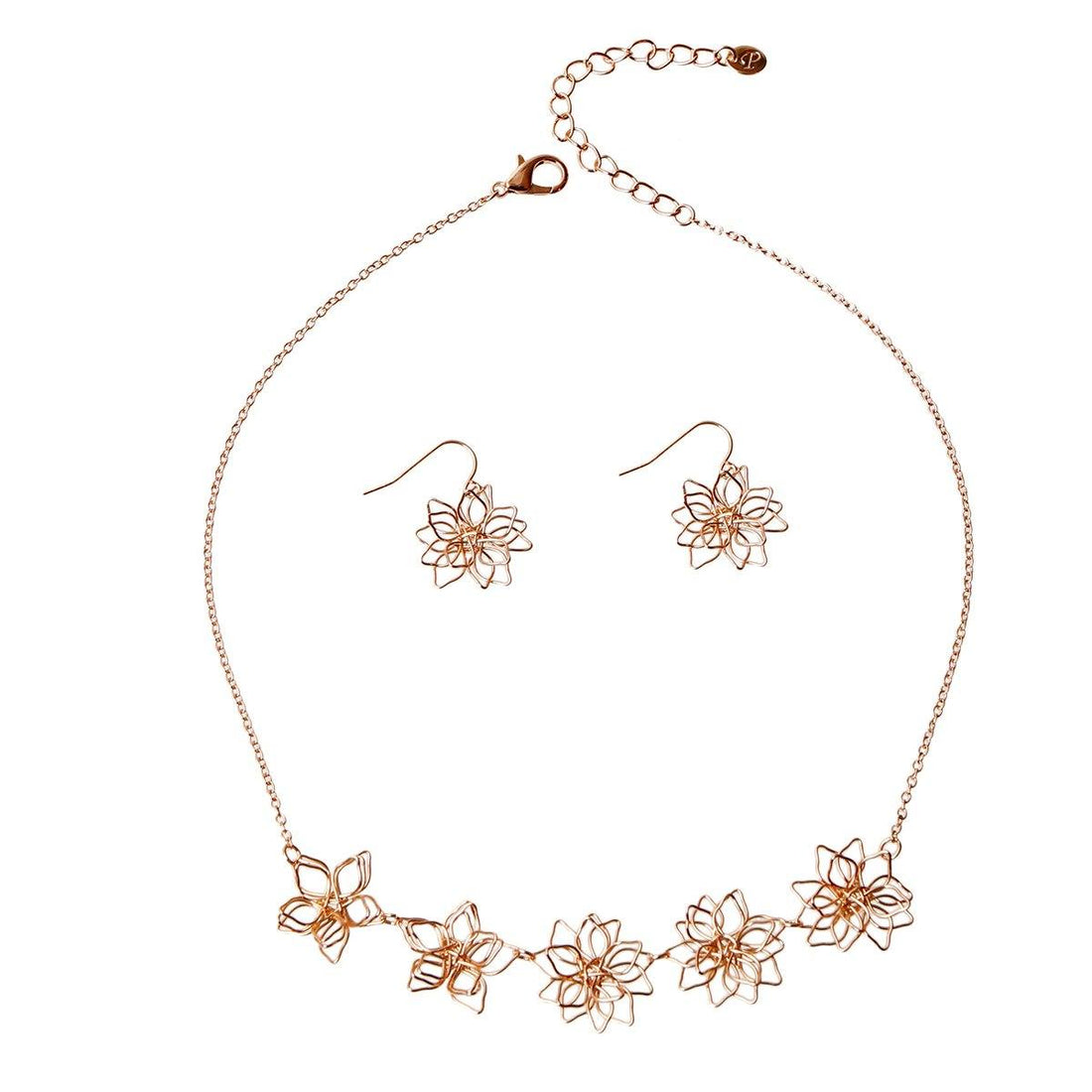 Rose Gold Flower Necklace Set