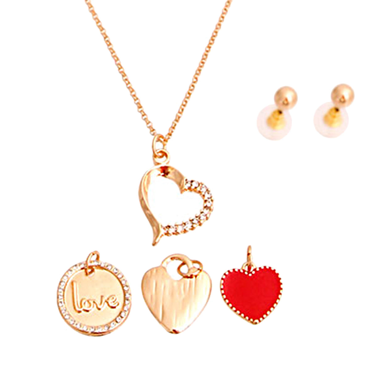 Gold Interchangable Heart Charm Necklace