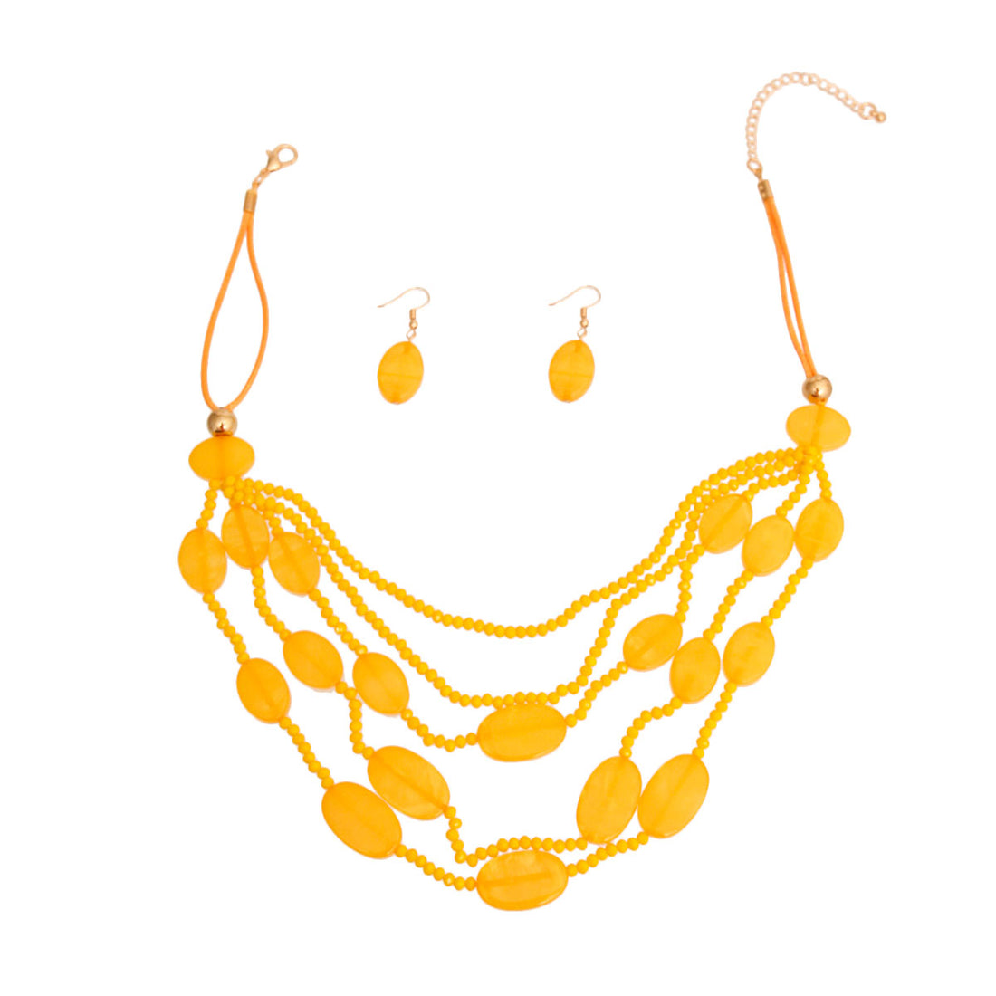 Yellow Multilayered Bead Necklace Set