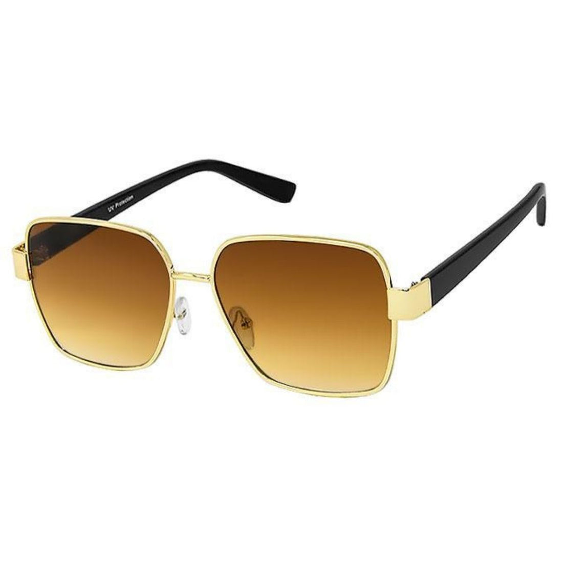 Brown Lens Gold Wire Frame Sunglasses