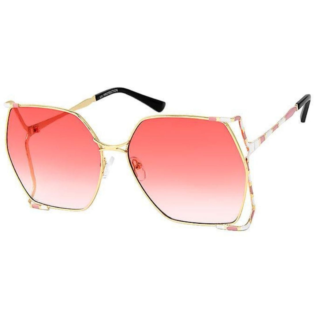 Pink Square Striped Arm Sunglasses