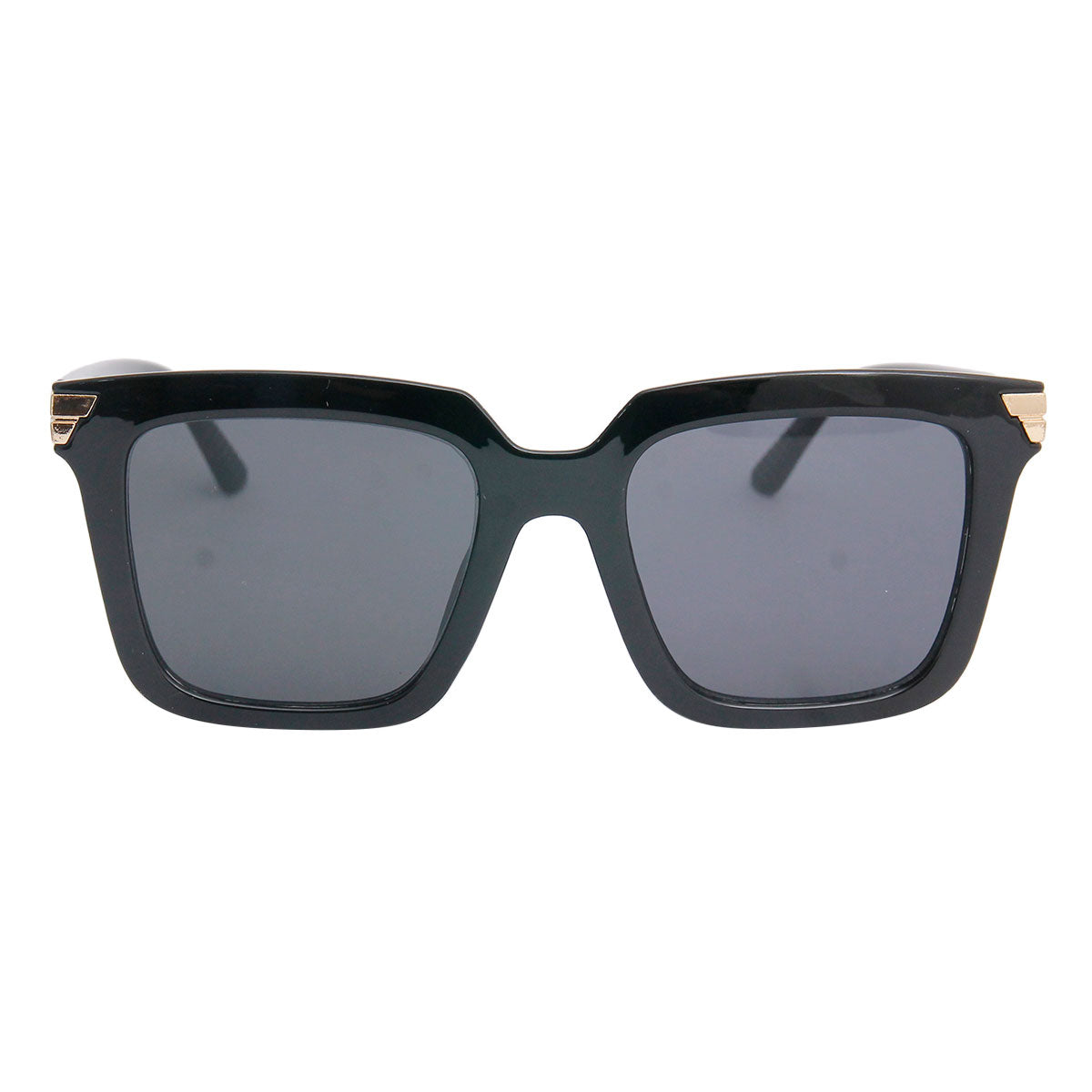Bottega Veneta Style Black Gold Edge Wayfarer Sunglasses