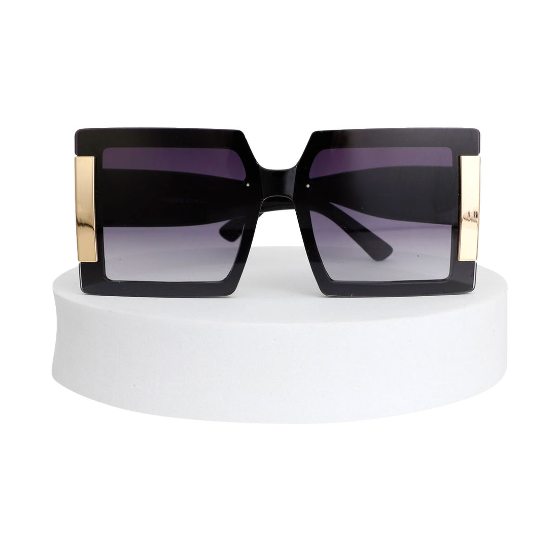 Black Shiny Gold Temple Sunglasses