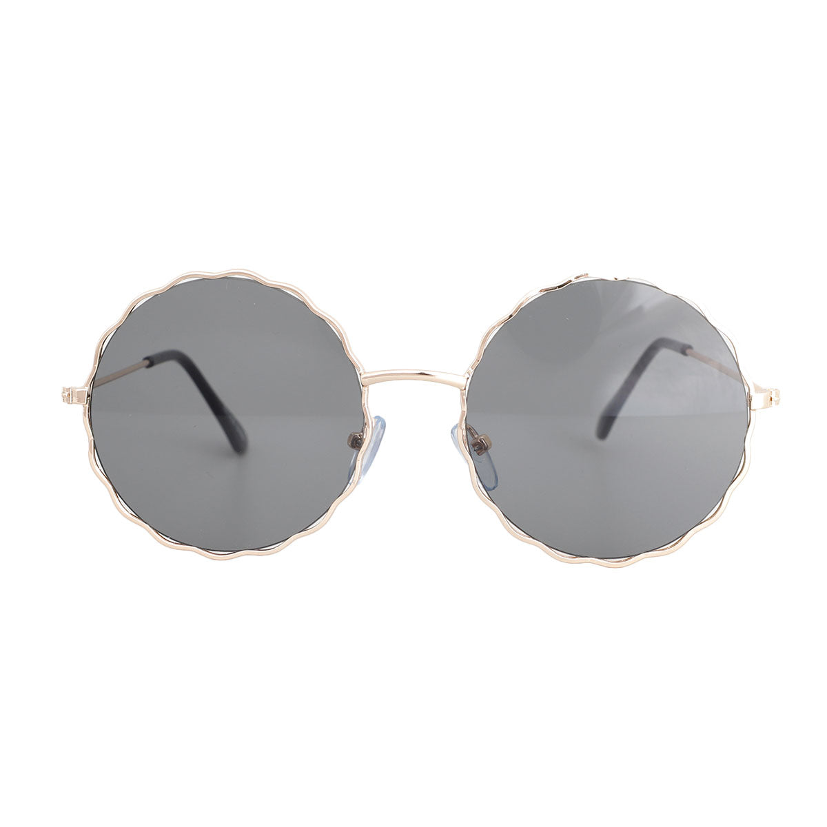 Black Wavy Round Wire Sunglasses