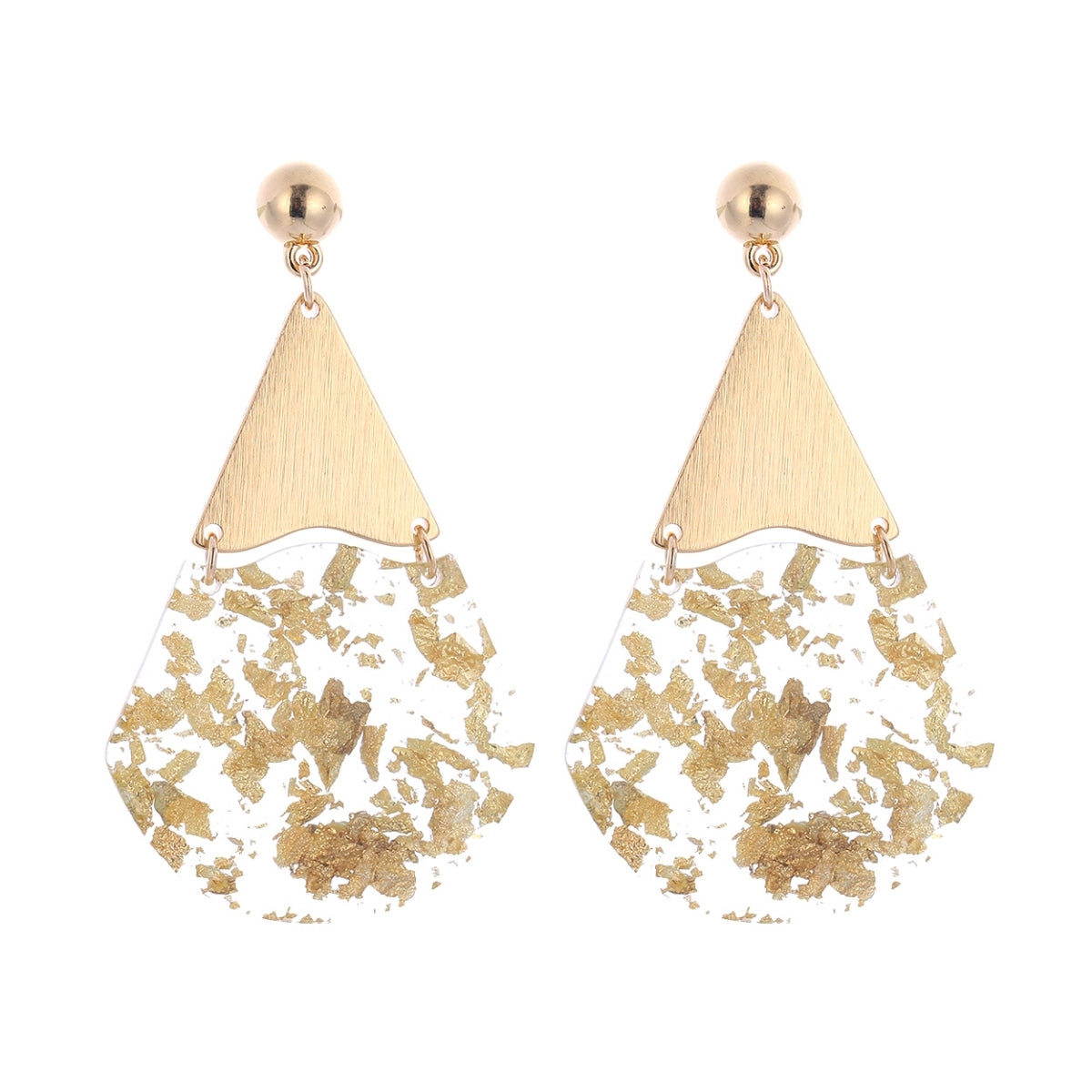 Gold Fleck Triangle Teardrop Earrings
