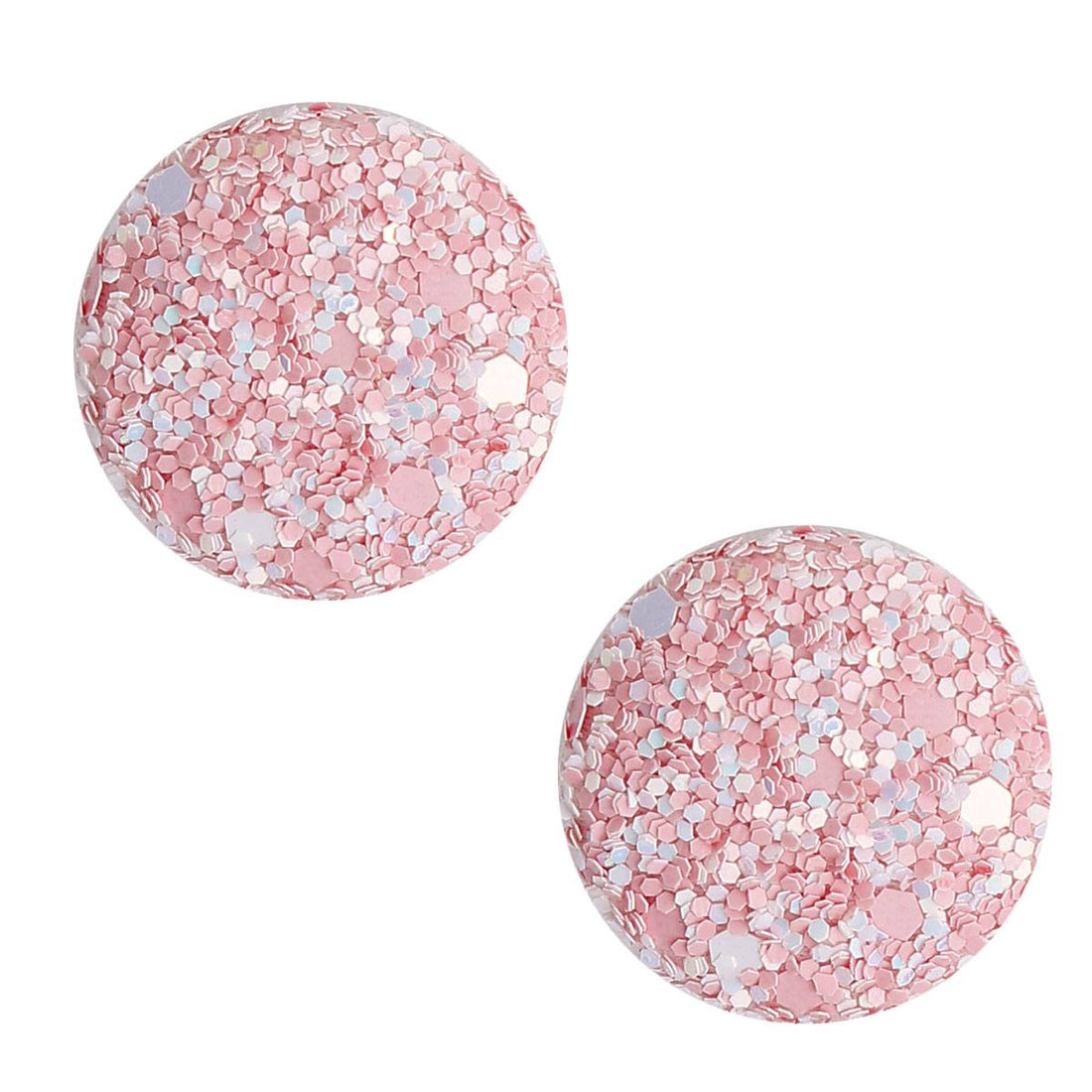 Pink Glitter Round Studs