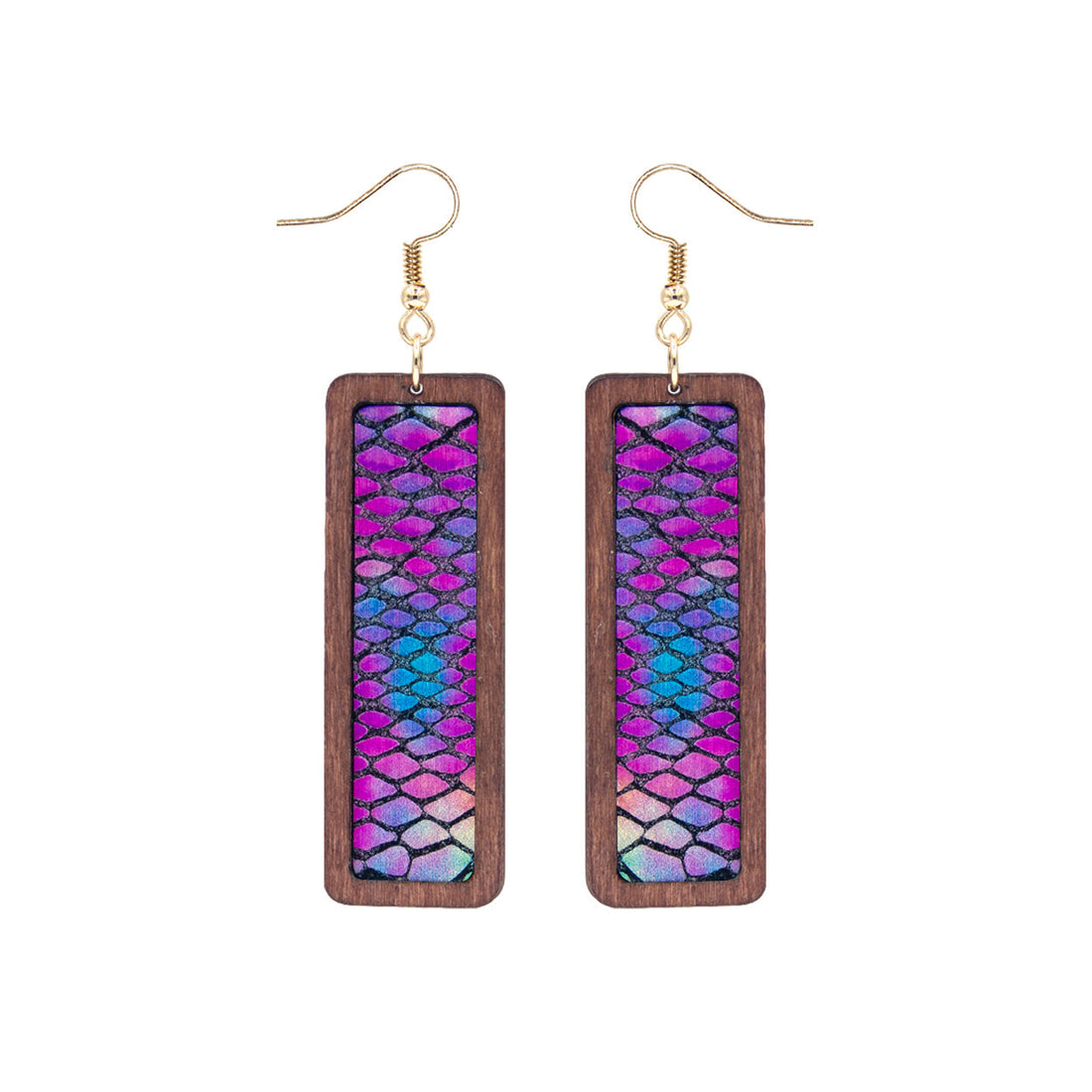 Purple Snake Wood Earrings