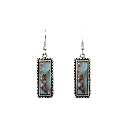 Burnished Turquoise Fish Hook Earrings