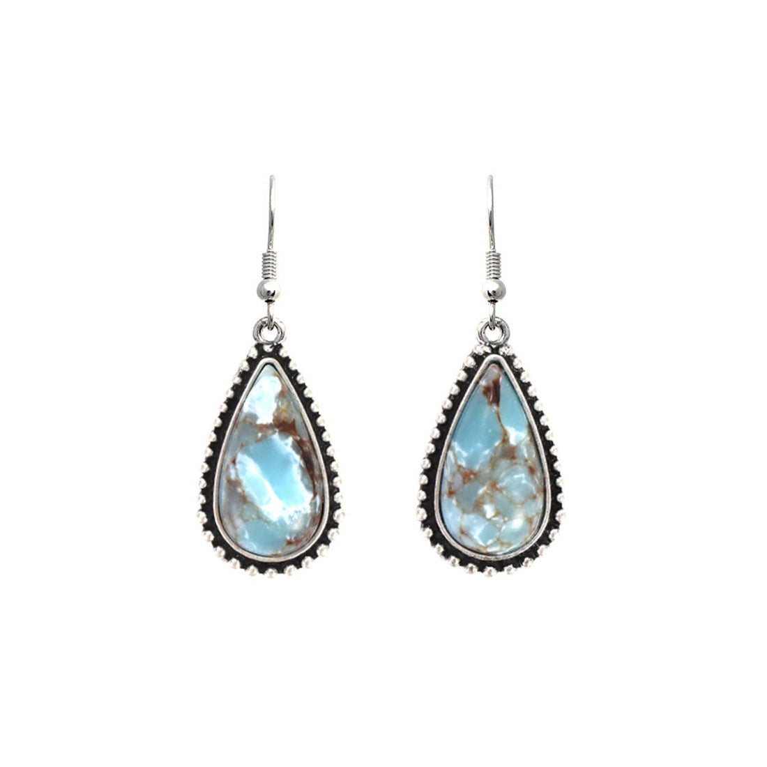 Burnished Turquoise Teardrop Hook Earrings