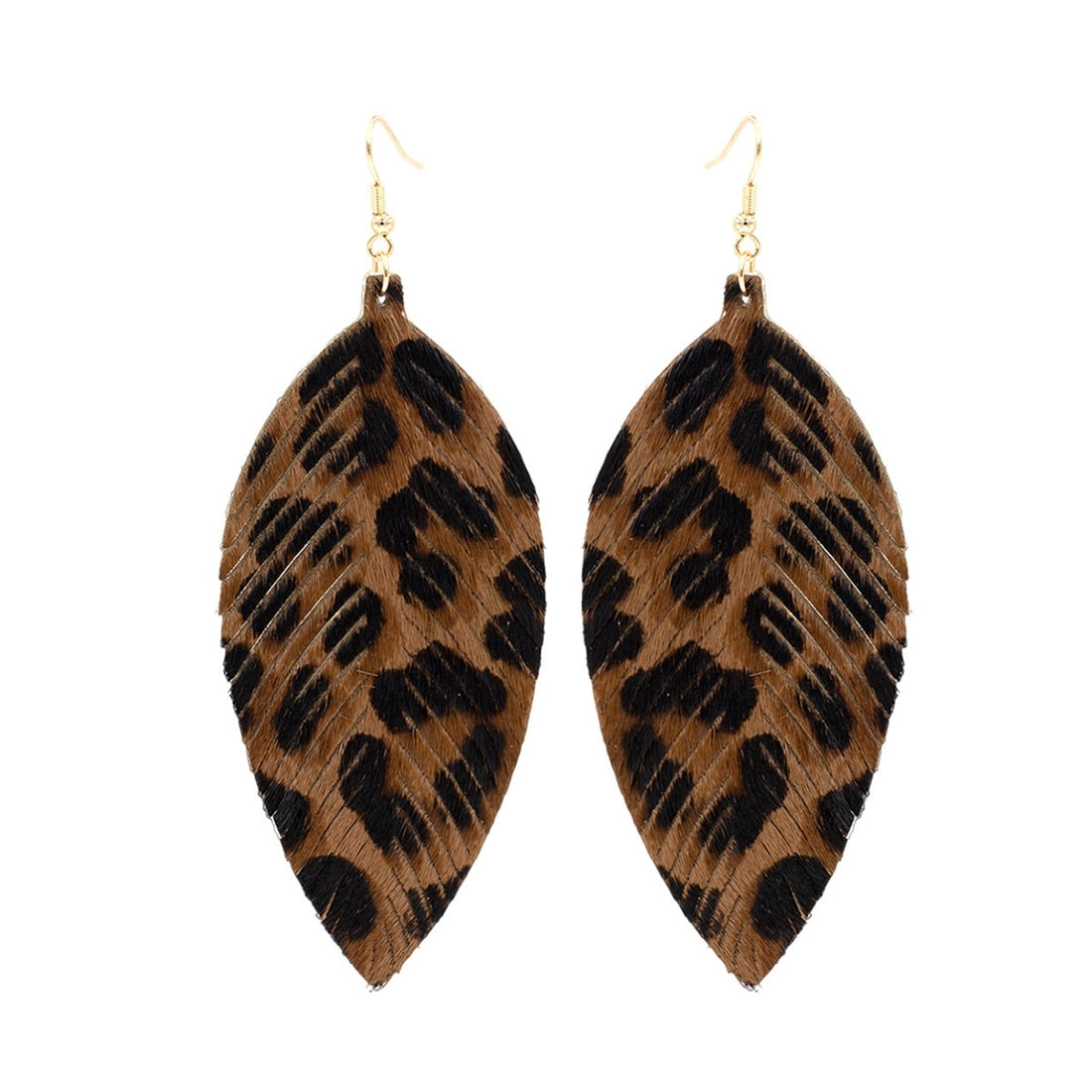 Brown Leopard Feather Earrings