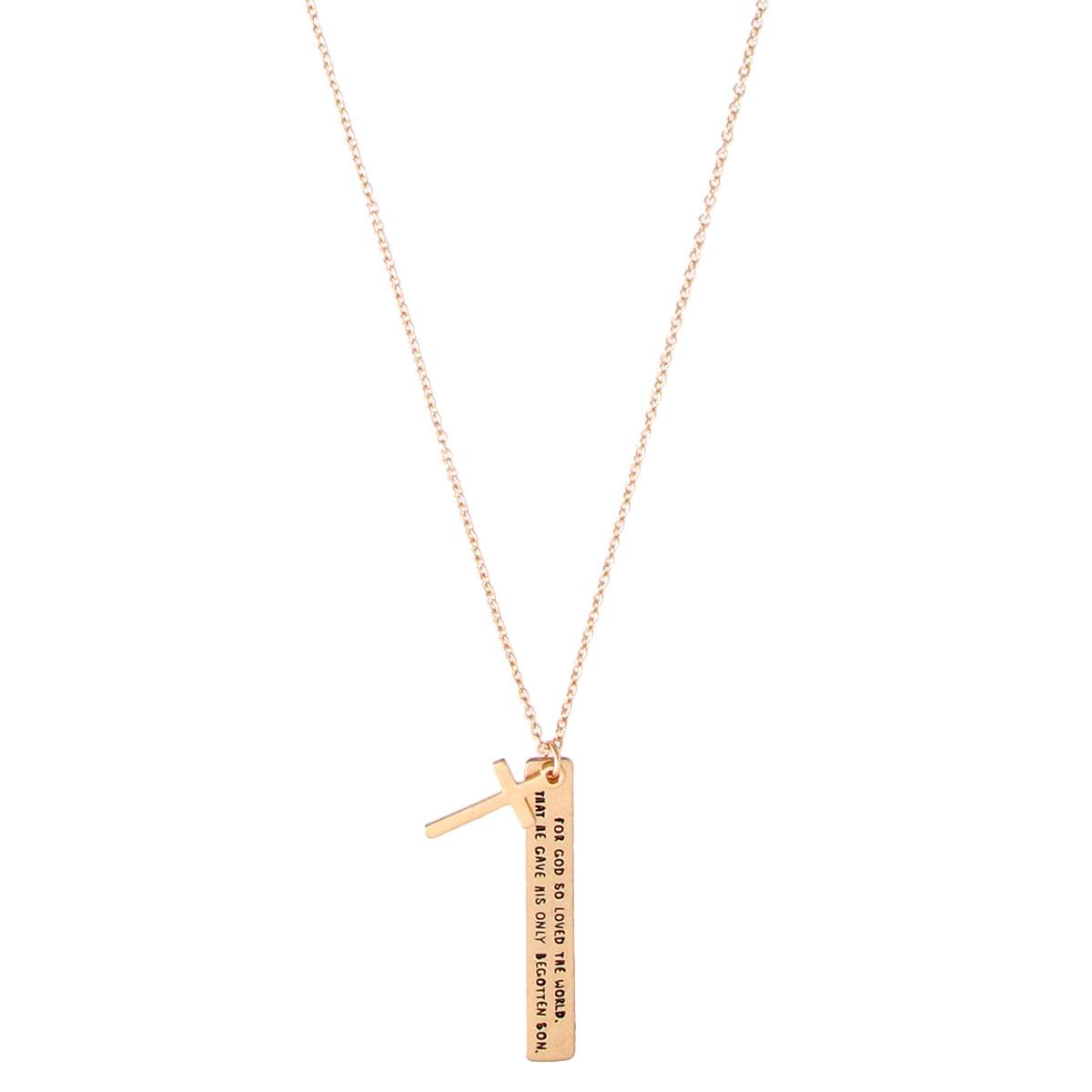 Gold Verse Cross Pendant Necklace