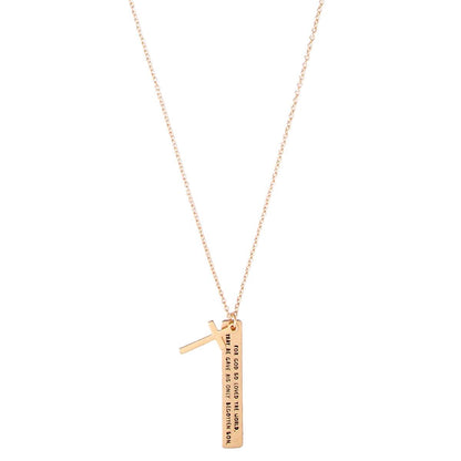 Gold Verse Cross Pendant Necklace