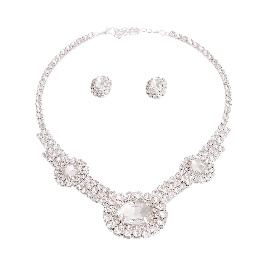 Silver Oval Formal Collar Necklace