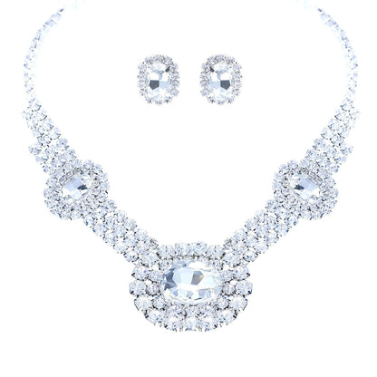 Silver Oval Formal Collar Necklace