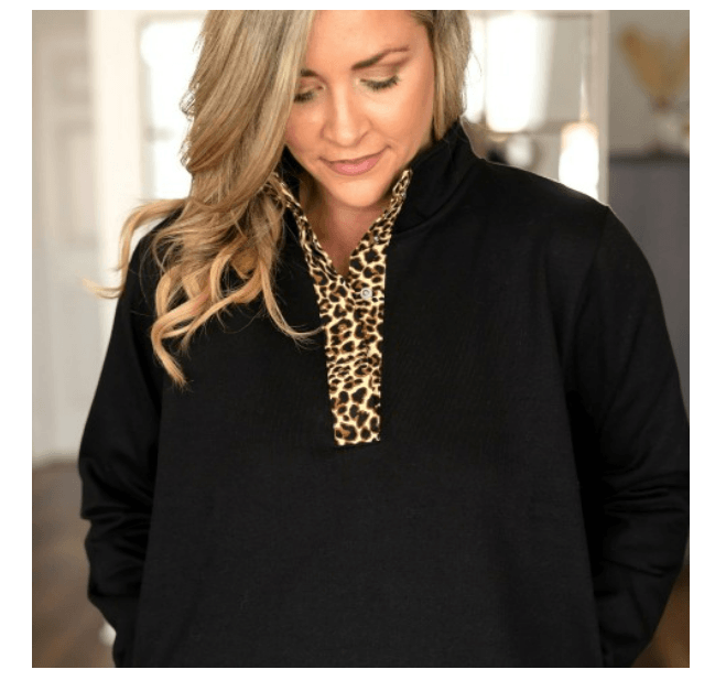 Black Leopard Savanah Pullover-Get Me Bedazzled