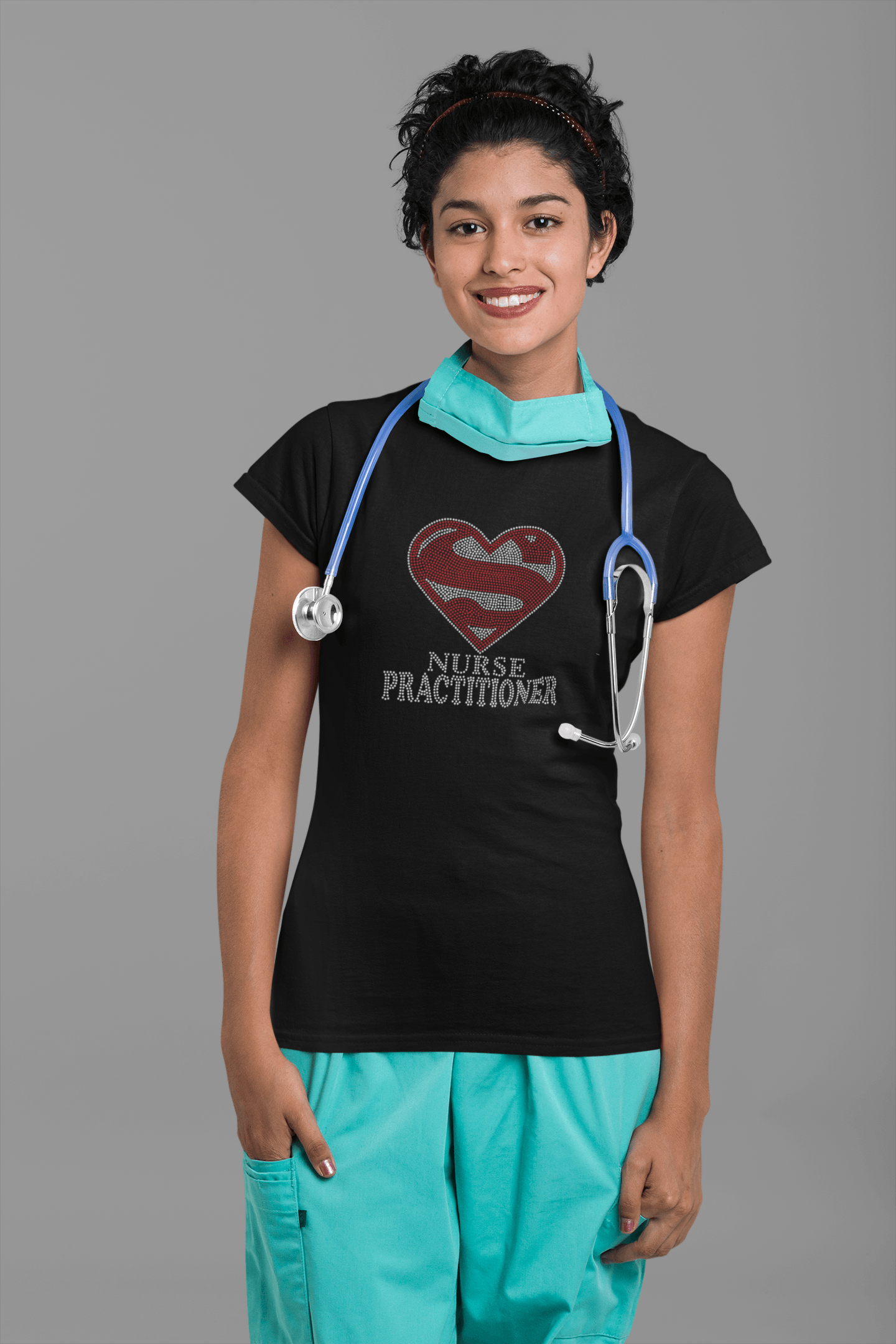 Super Nurse Practitioner Rhinestone T-Shirt-T-Shirt-Get Me Bedazzled