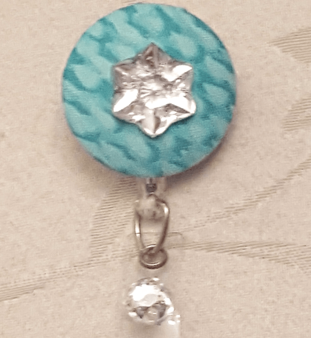 Bedazzled Teal Fabric Cover Button