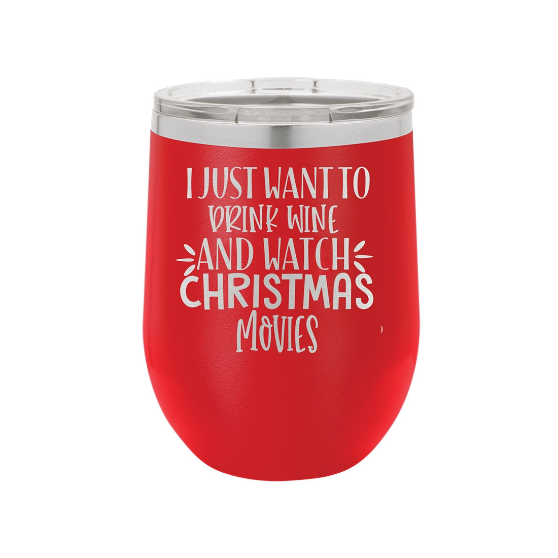 Wine &amp; Christmas Movies Red 12oz Insulated Tumbler