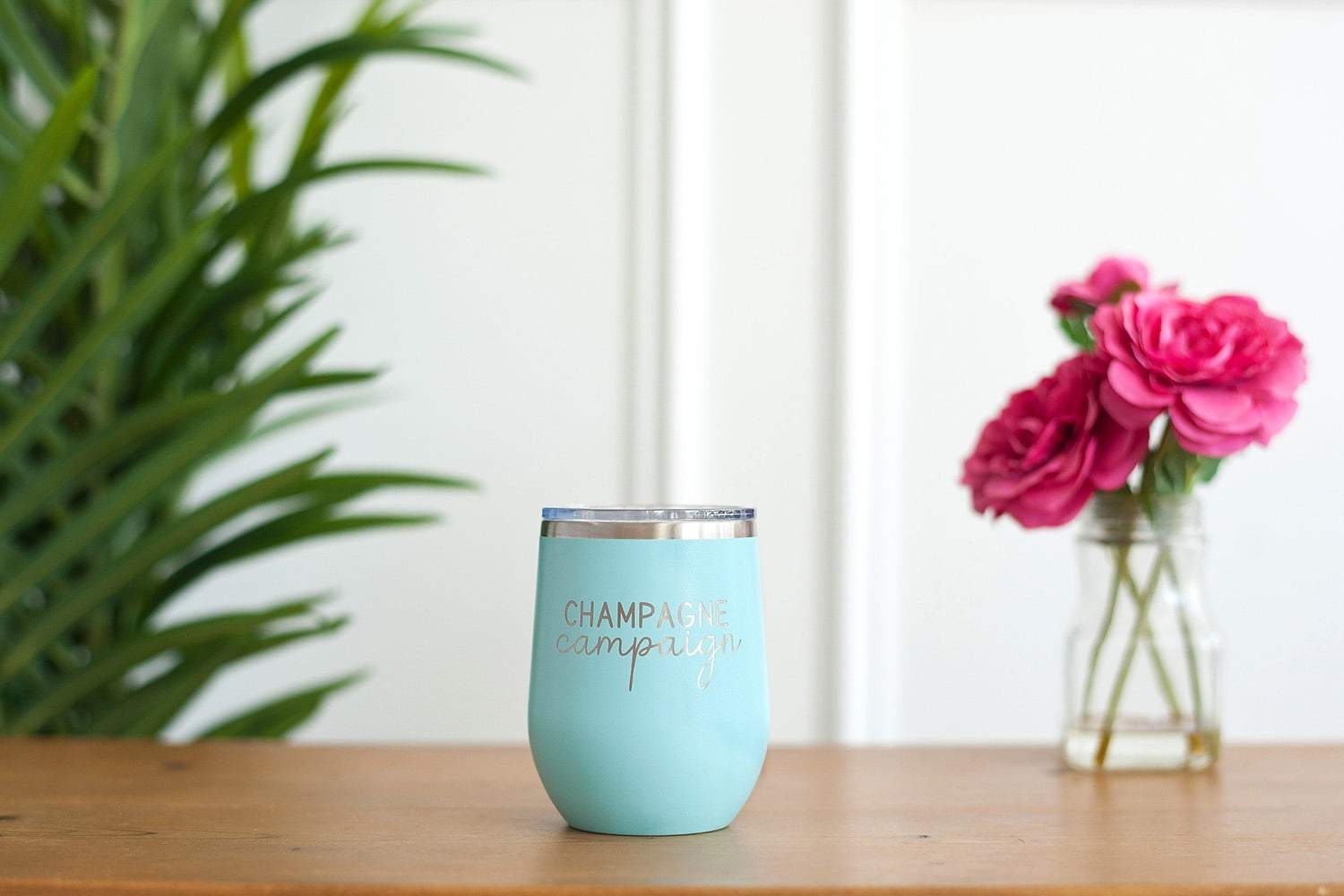 Teal Champagne Campaign 12oz Insulated Tumbler-Bridal Collection-Get Me Bedazzled