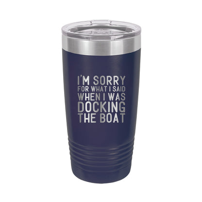 Docking the Boat Navy 20oz Insulated Tumbler