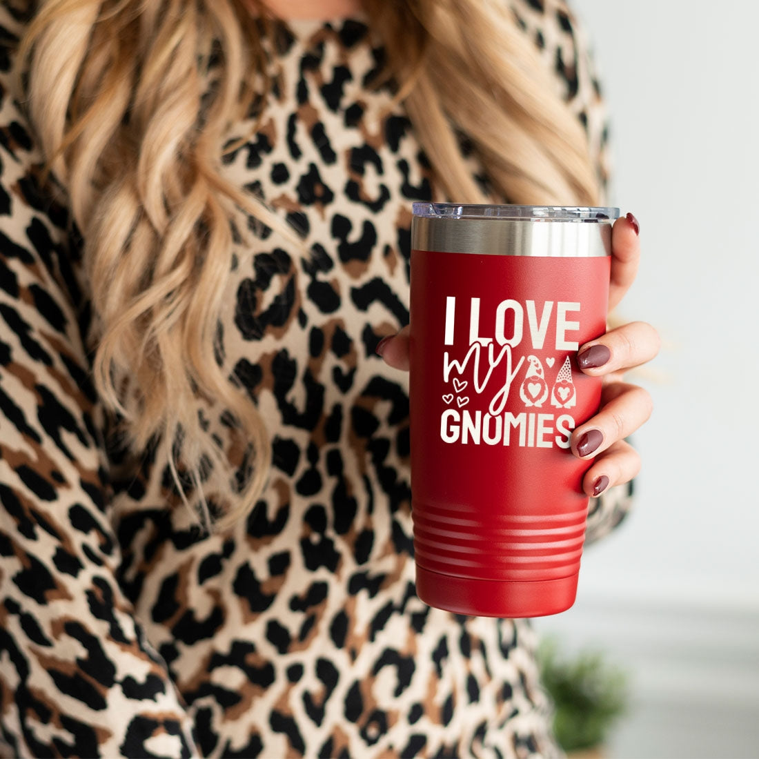 I Love My Gnomies Red 20oz Insulated Tumbler