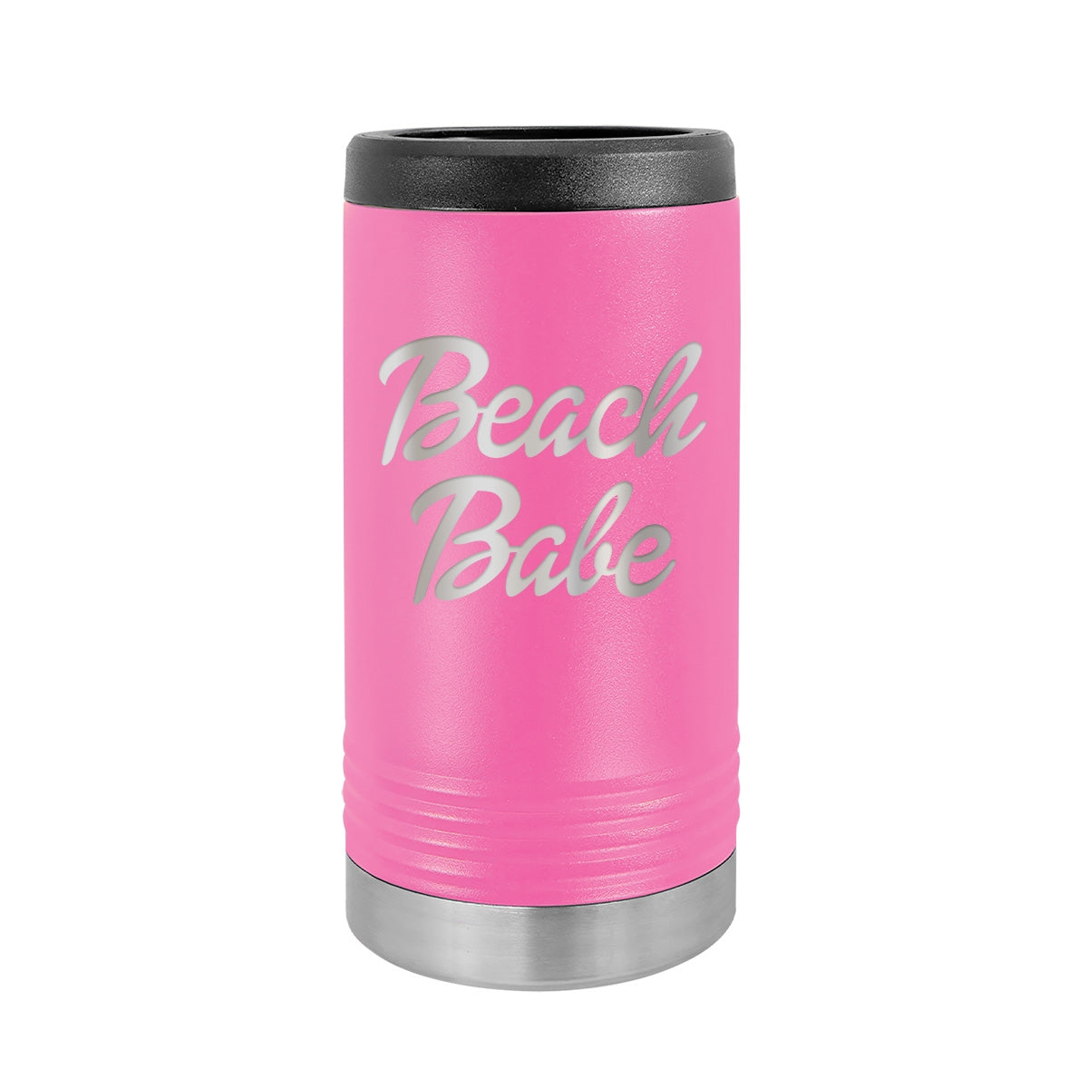 Beach Babe Pink Slim Can Beverage Holder