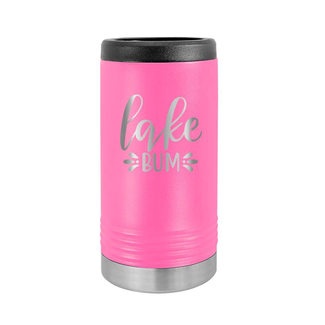 Lake Bum Pink Slim Can Beverage Holder