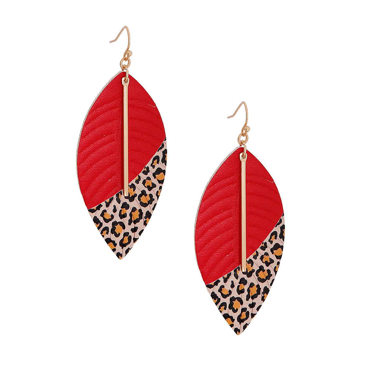 Genuine Leather Red Leopard Earrings