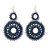 Blue Bead and Blue Thread Wrapped Round Drop Earrings