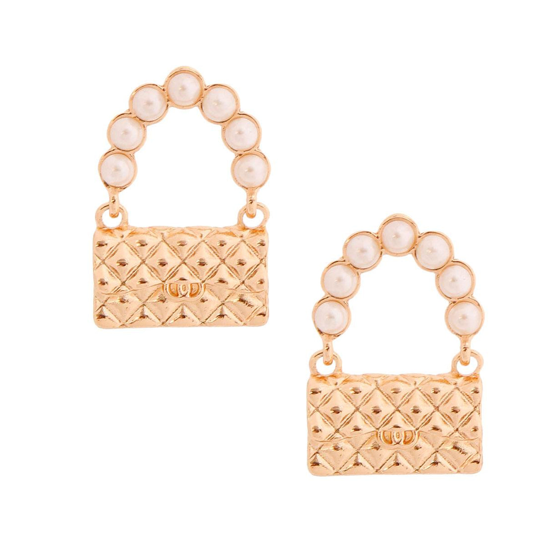 Designer Handbag Gold Stud Earrings