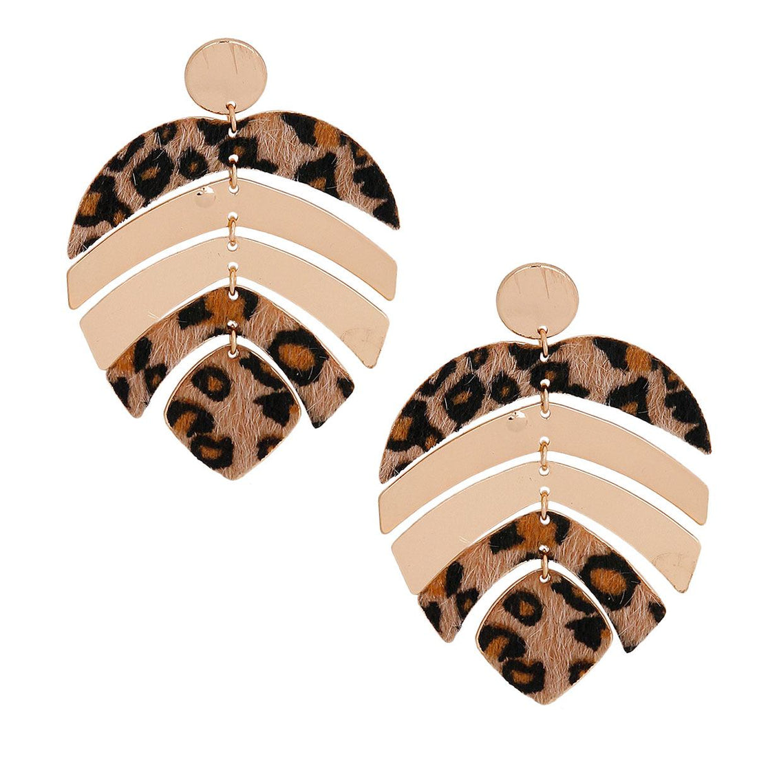 Leopard Fur Dangle Leaf Earrings