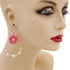 Pink Flower Teardrop Earrings with Pearl and Bead Detail