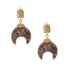 Gold Drop Earrings Featuring Natural Gray Stone Horn Shaped Detail