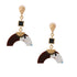 Gold Drop Earrings Featuring Multi Color Horn Shaped Detail
