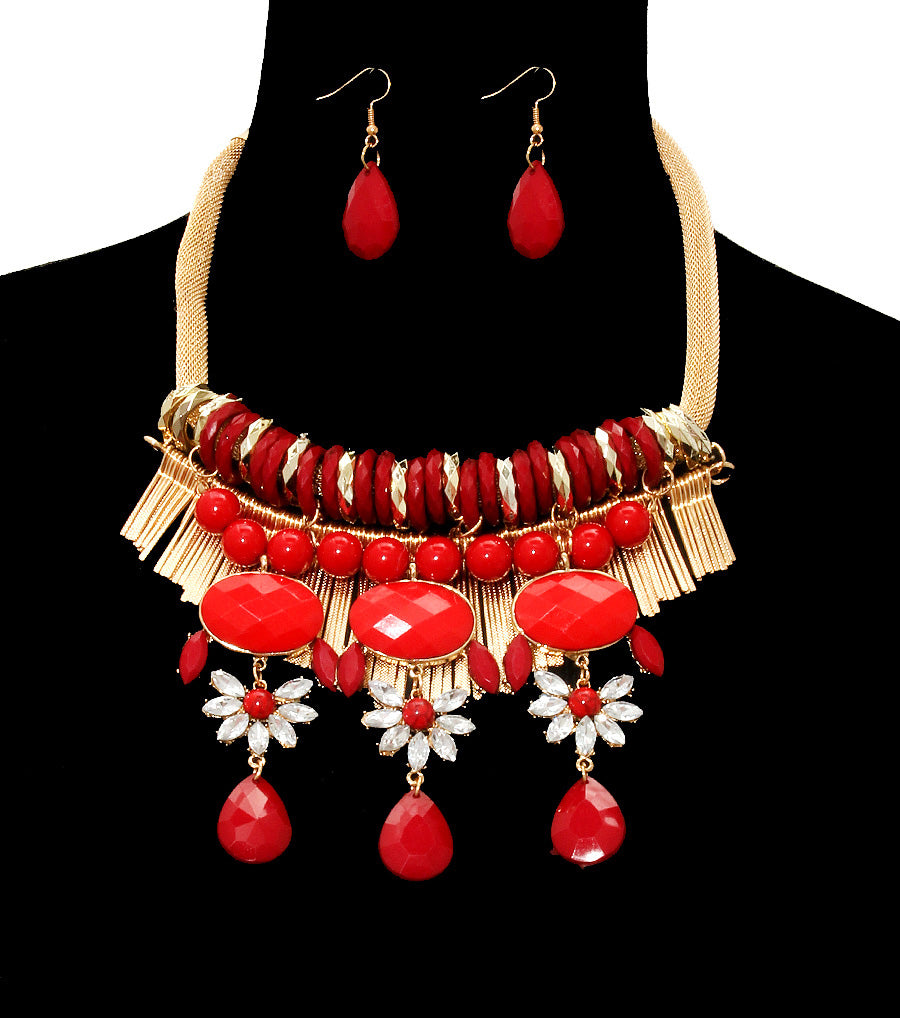 Flower Beads Necklace Set