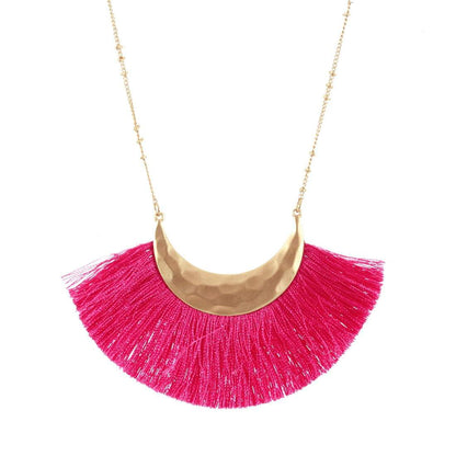 Pink Fringe Necklace-Fringe Collection-Get Me Bedazzled