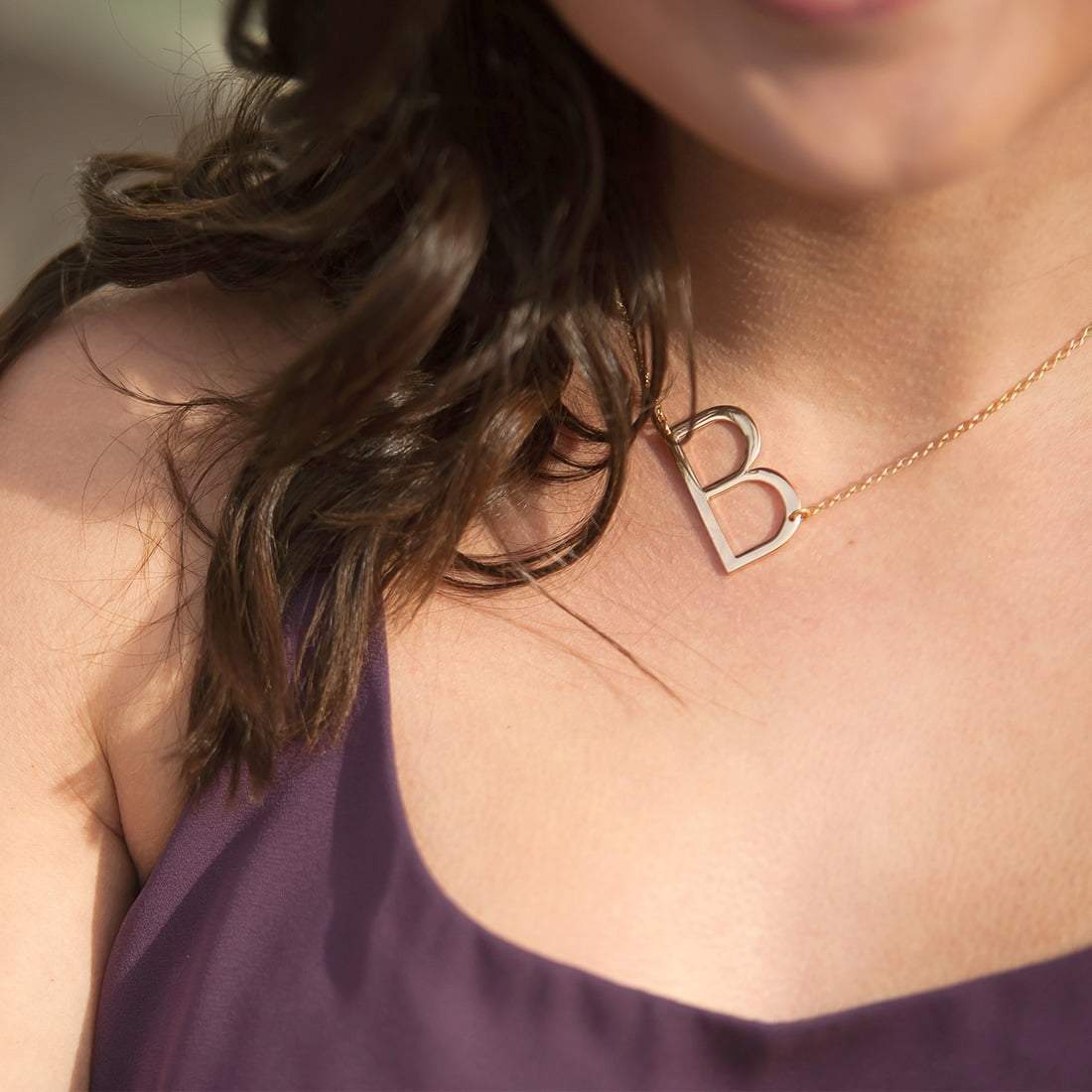 B Gold Initial Necklace-Necklaces-Get Me Bedazzled