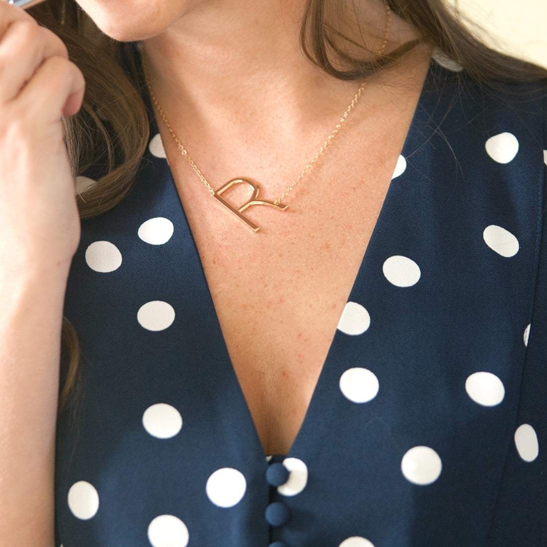 R Gold Initial Necklace-Necklaces-Get Me Bedazzled