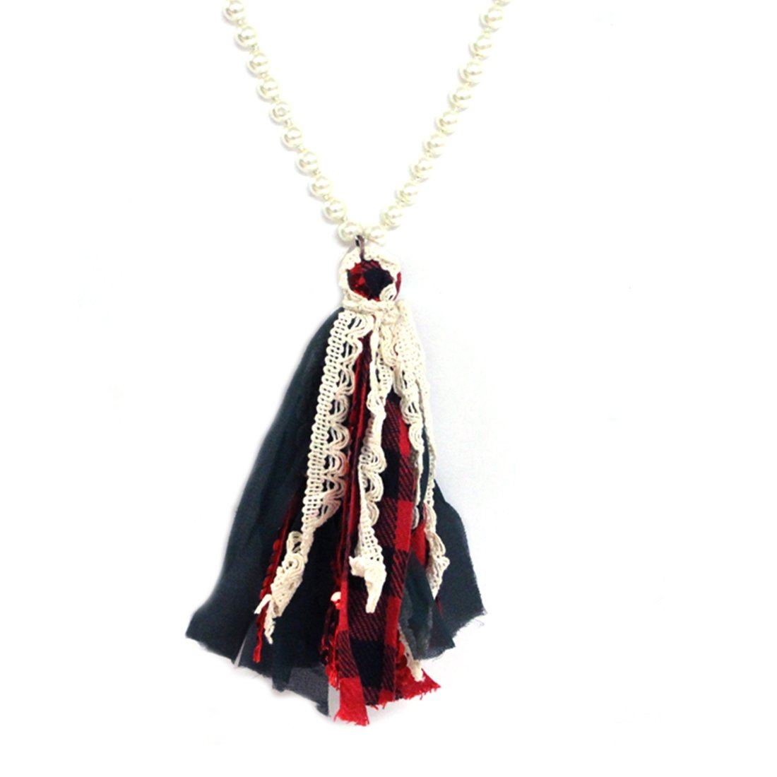 Red Buffalo Check Hannah Necklace-Necklaces-Get Me Bedazzled