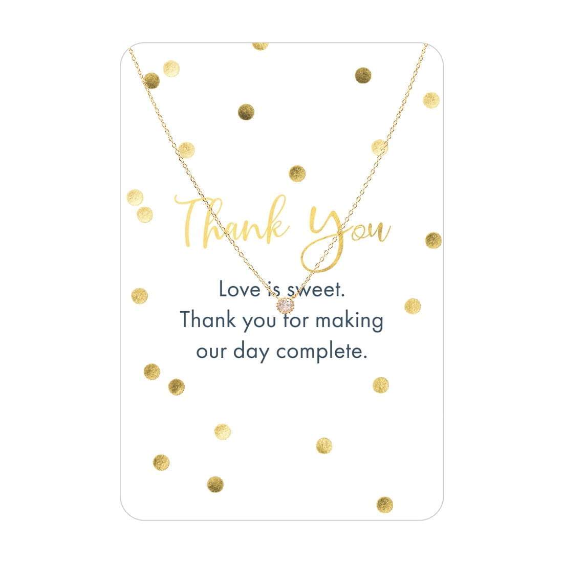 Gold CZ Thank You Keepsake Necklace Card-Necklaces-Get Me Bedazzled